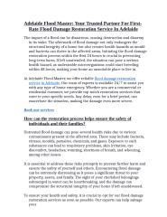 Blog-Flood Damage Restoration Service-Adelaide-Adelaide Flood Master.ppt